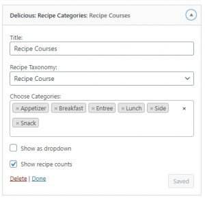How to configure Recipe Categories widget? - WP Delicious