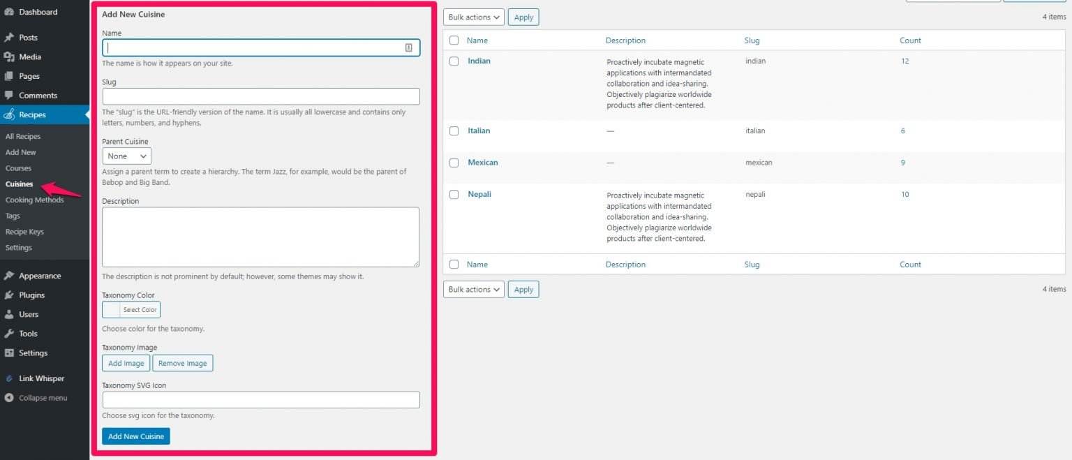 How to configure Recipe Categories widget? - WP Delicious