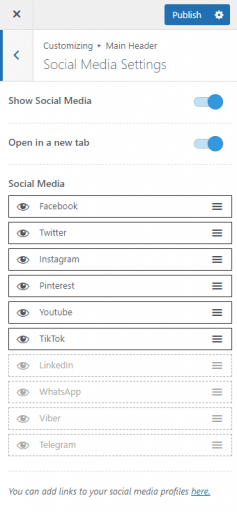 Header Settings - WP Delicious