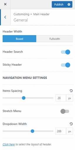 Header Settings - WP Delicious