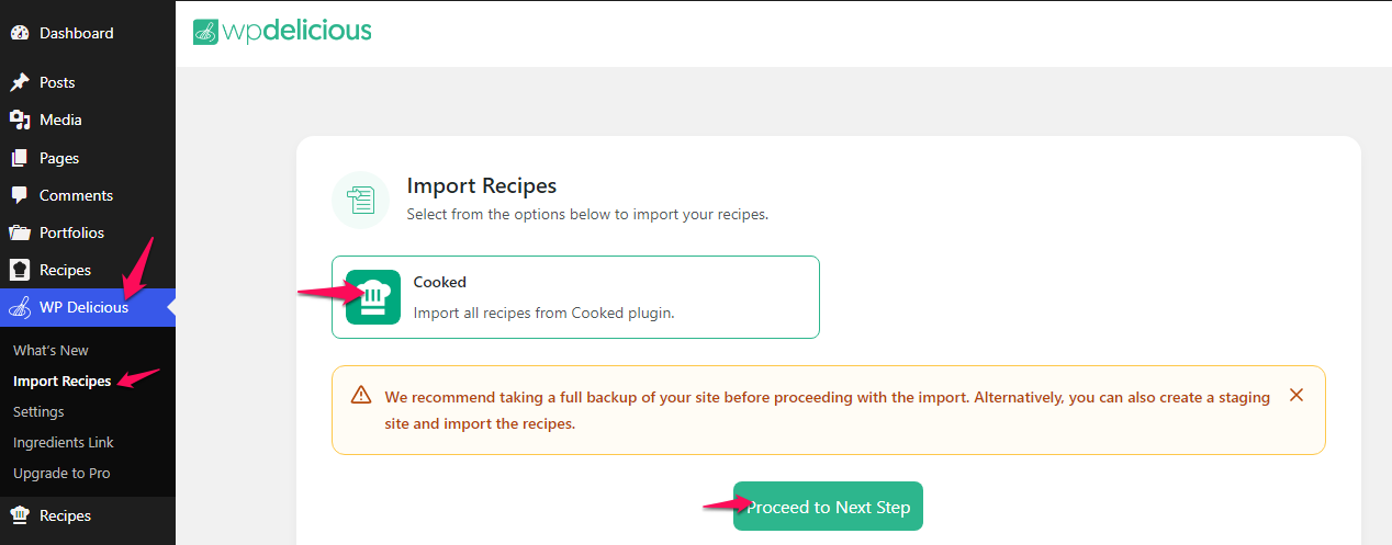 Import Recipe From Cooked Plugin - WP Delicious