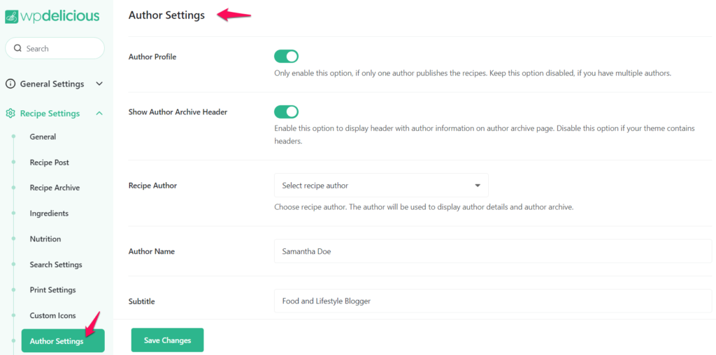 How to configure Author Settings? - WP Delicious